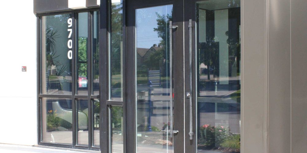 Exterior Glass Entryway of office building